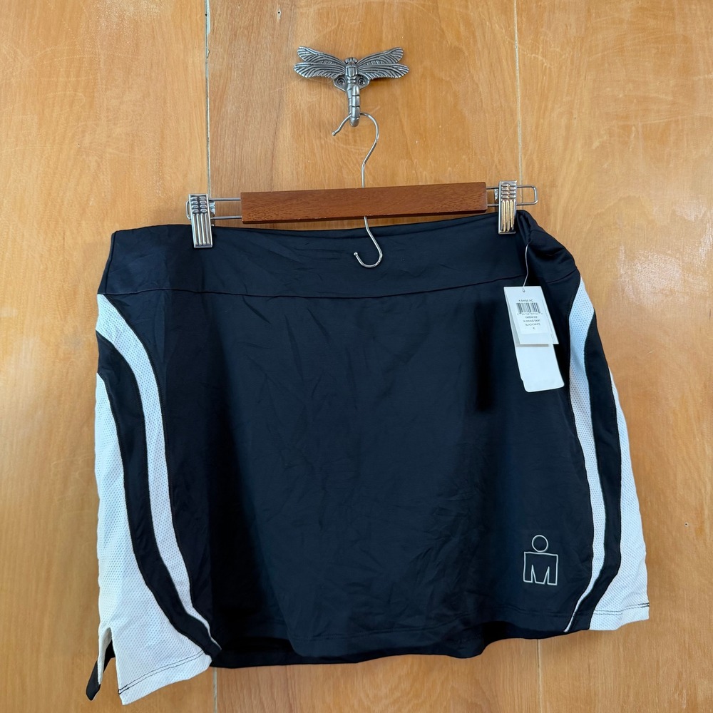 K-Swiss Ironman Running‎ Skirt Womens XL Black White Mesh Athletic Skort UV New
